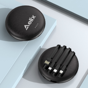 客製禮贈｜圓型自帶線行動電源｜橙肯禮品