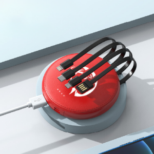 客製禮贈｜圓型自帶線行動電源｜橙肯禮品