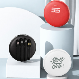 客製禮贈｜圓型自帶線行動電源｜橙肯禮品