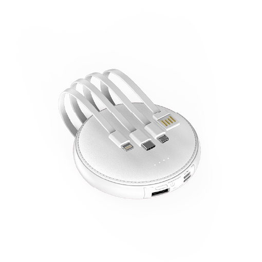 客製禮贈｜圓型自帶線行動電源｜橙肯禮品