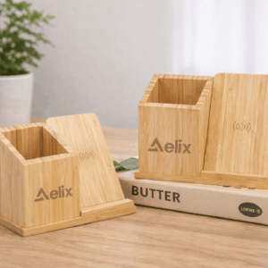 Wooden_wireless_charging_pen_holder-02 客製禮贈|木質無線充電板|橙肯禮品