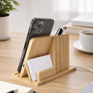 Wooden_wireless_charging_pen_holder-03 客製禮贈|木質無線充電板|橙肯禮品