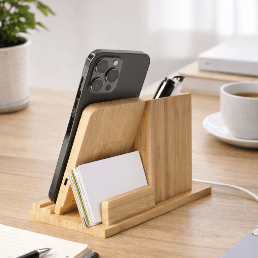 Wooden_wireless_charging_pen_holder-03 客製禮贈|木質無線充電板|橙肯禮品