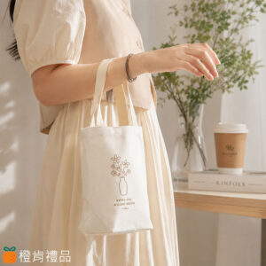 Custom Canvas Cup Holder Bag (1) 客製禮贈|有底帆布飲料提袋|橙肯禮品