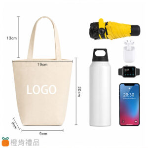 Custom-Canvas-Cup-Holder-Bag-(11) 客製禮贈|有底帆布飲料提袋|橙肯禮品
