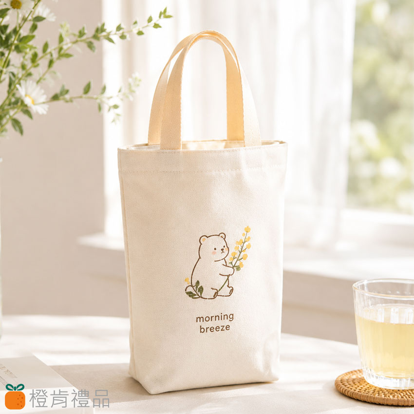 Custom Canvas Cup Holder Bag (9) 客製禮贈|有底帆布飲料提袋|橙肯禮品