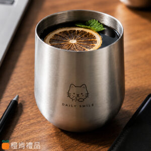 客製餐具｜ 質感雷雕不銹鋼杯｜橙肯禮品