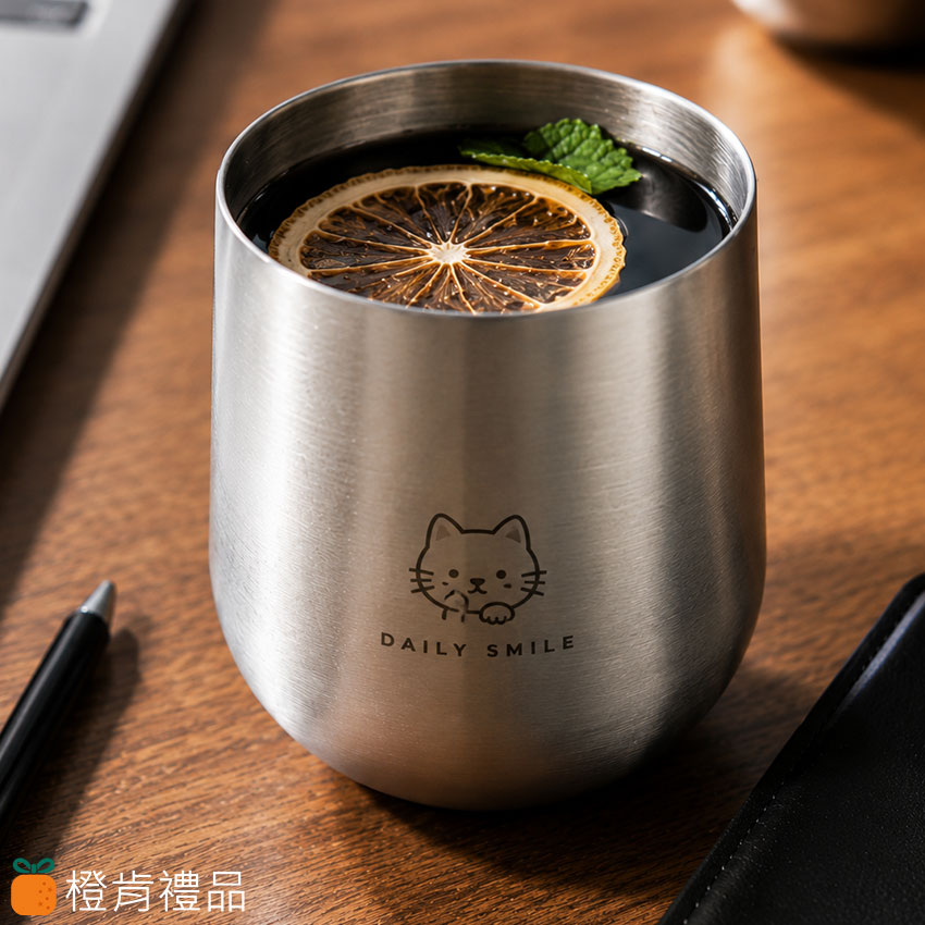 客製餐具｜ 質感雷雕不銹鋼杯｜橙肯禮品