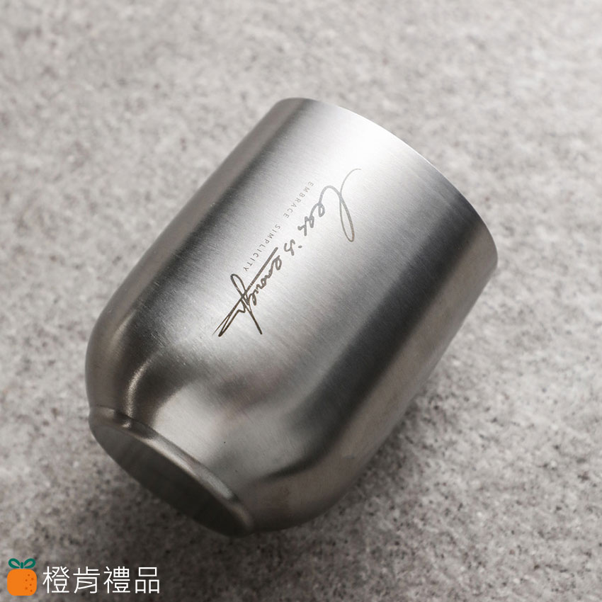 客製餐具｜ 質感雷雕不銹鋼杯｜橙肯禮品