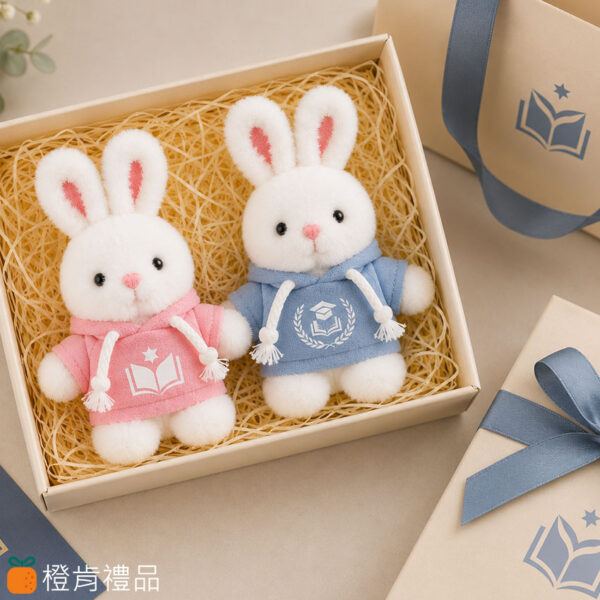 Custom Logo Plush Bunny Keychain (9) LOGO連帽兔子娃娃