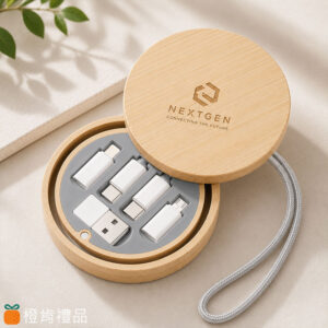 竹木六合一快充充電線收納盒
