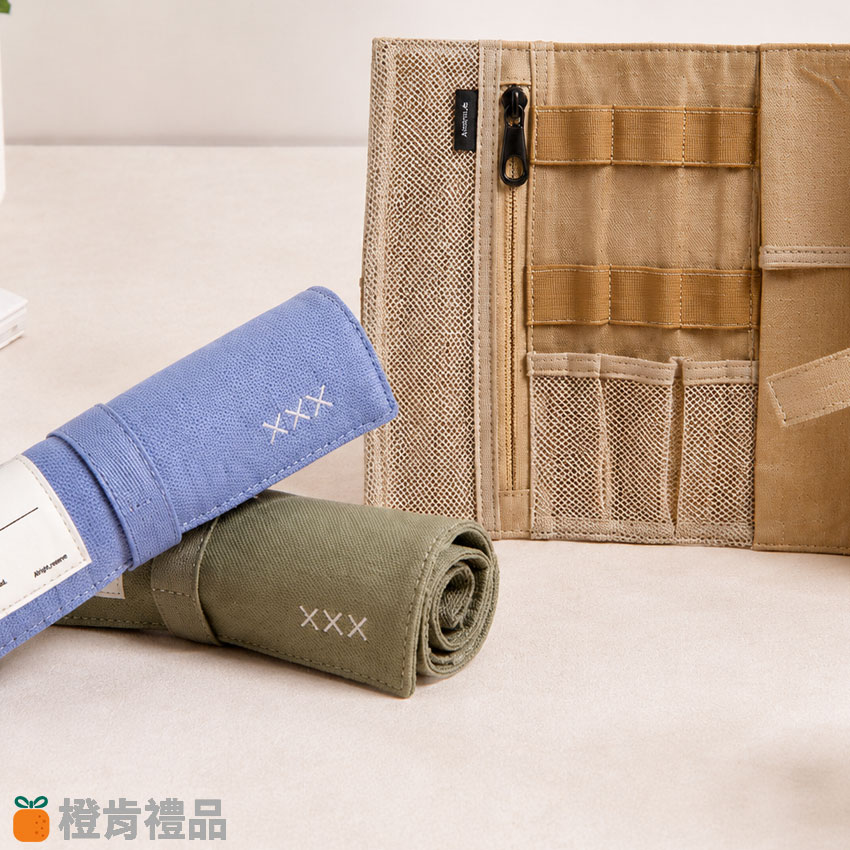 Custom Roll-Up Tech Organizer Bag (2) 捲式帆布收納袋