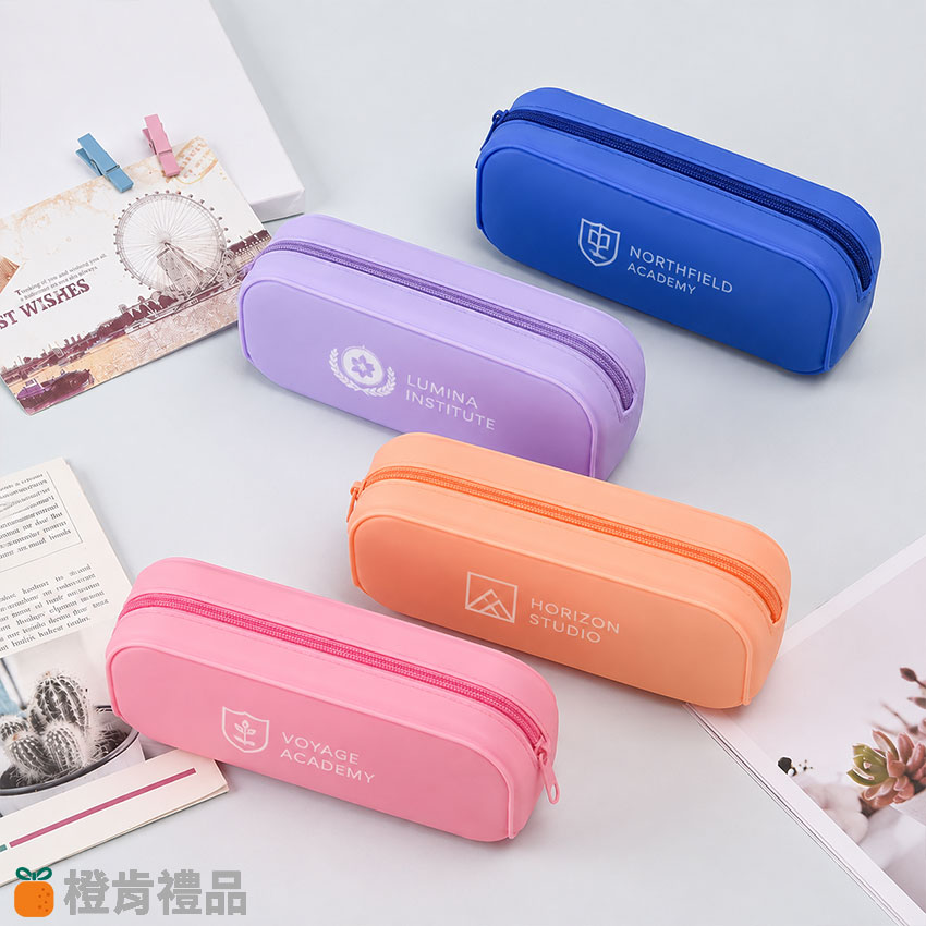 Custom Silicone Pencil Case (3) 單色印刷矽膠筆袋