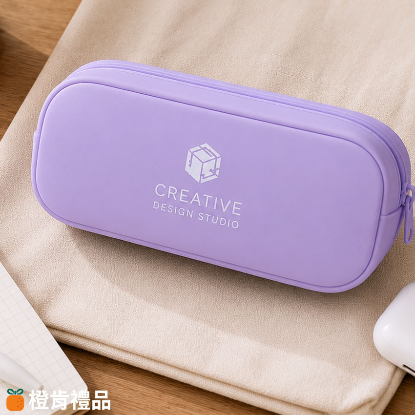 Custom Silicone Pencil Case (5) 單色印刷矽膠筆袋