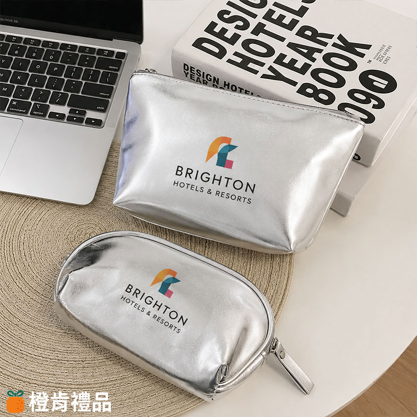 銀色PU皮化妝包（彩印）