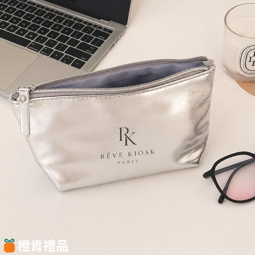 銀色PU皮化妝包（單色印）