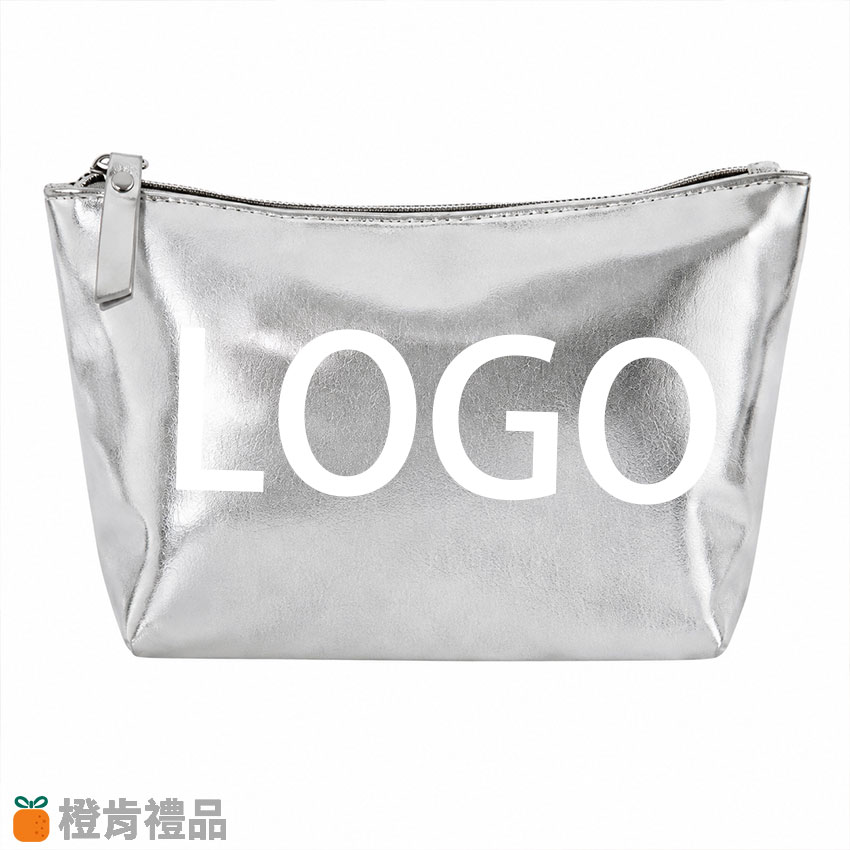 銀色PU皮化妝包（單色印）