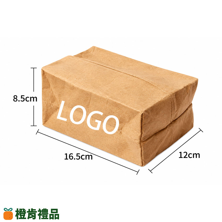 Branded Kraft Paper Tissue Box (1) 水洗牛皮紙衛生紙盒-大款
