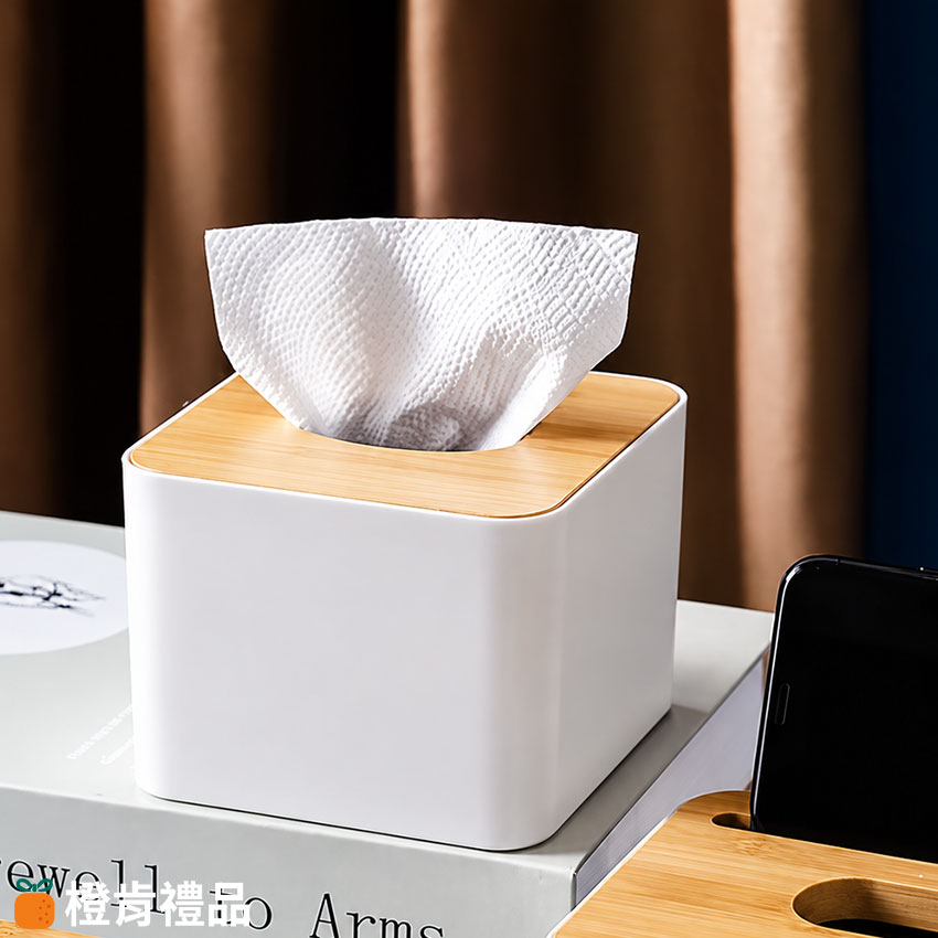 Custom Bamboo Lid Tissue Box (1) 竹蓋面紙盒