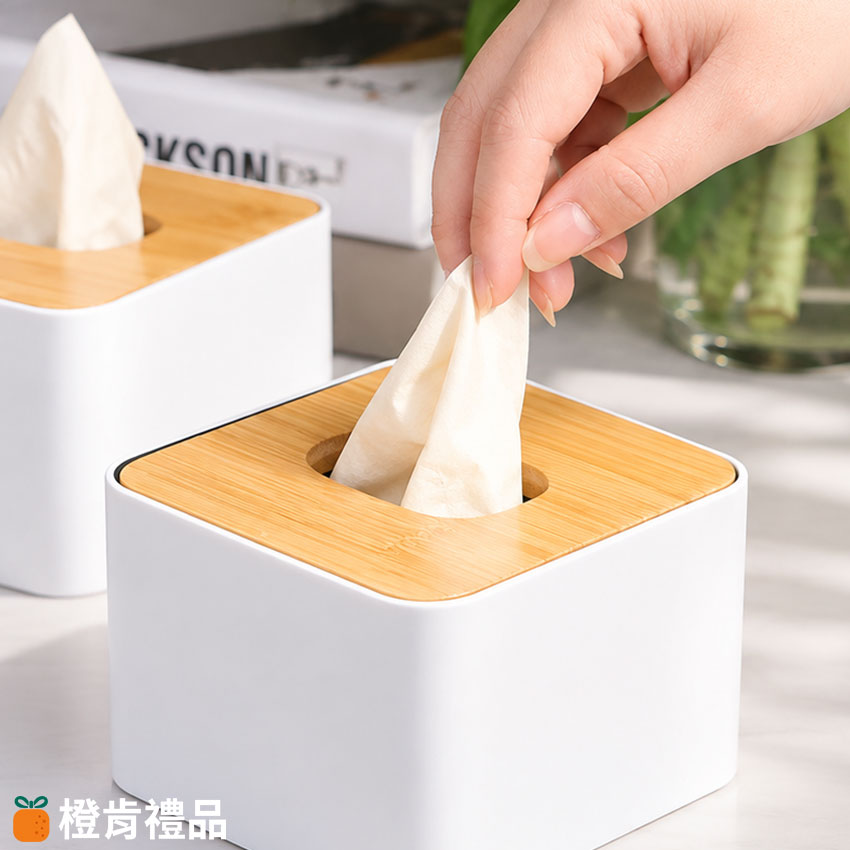 Custom Bamboo Lid Tissue Box (2) 竹蓋面紙盒
