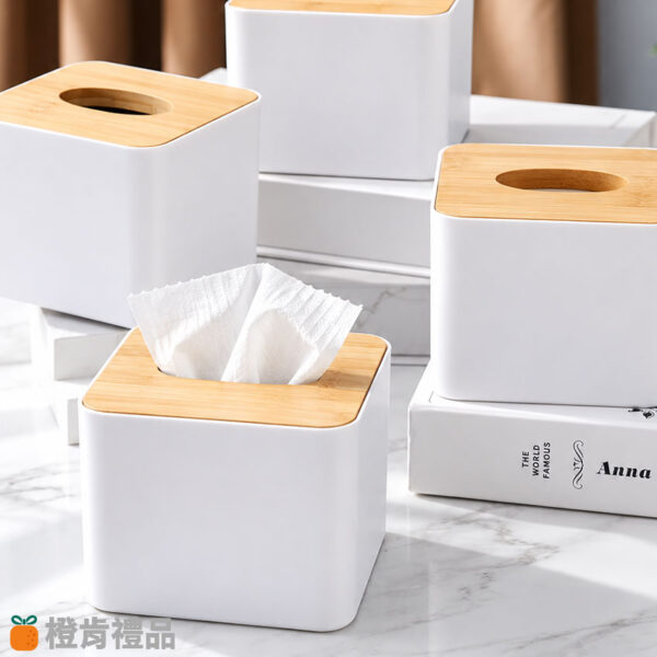 Custom Bamboo Lid Tissue Box (3) 竹蓋面紙盒