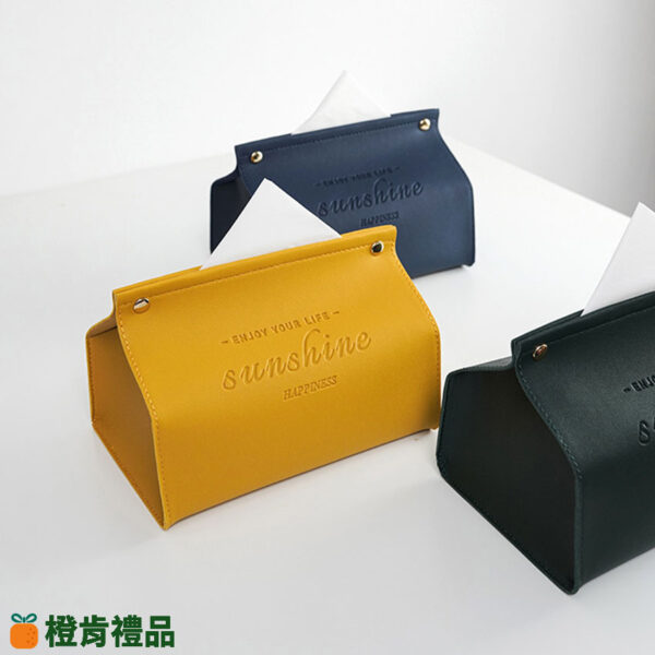 Custom Flat-Opening Leather Tissue Box (2) 平口皮革面紙盒