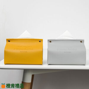 Custom Flat-Opening Leather Tissue Box (6) 平口皮革面紙盒