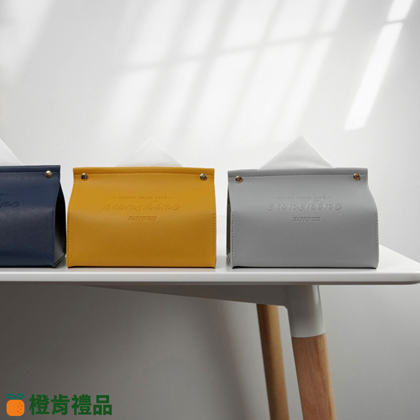Custom Flat-Opening Leather Tissue Box (7) 平口皮革面紙盒