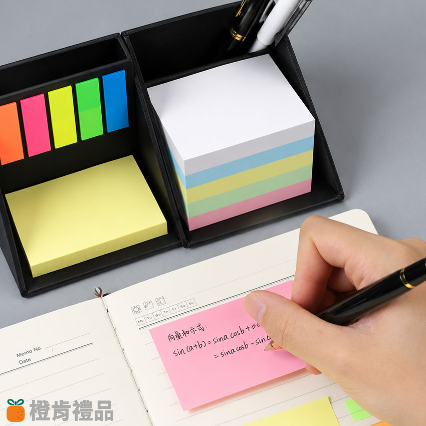 Custom Foldable Sticky Note Desk Organizer (8) 多功能便條紙收納盒