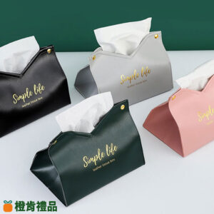 Custom Leather Tissue Box Cover (2) V型開口皮革面紙盒