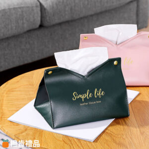 Custom Leather Tissue Box Cover (7) V型開口皮革面紙盒