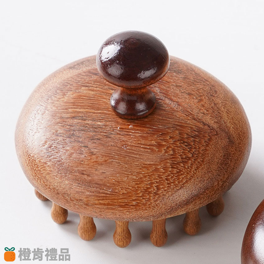 Custom Longfeng Tan Wood Massage Comb with Drawstring Pouch (3) 龍鳳檀木按摩梳