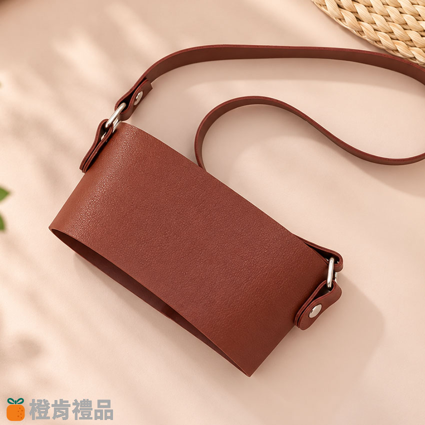 Custom PU Leather Drink Cup Holder (2) PU皮飲料杯提袋