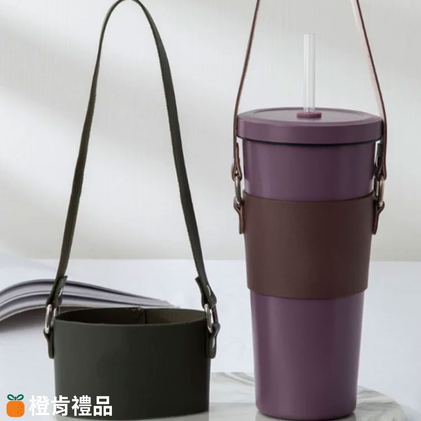 Custom PU Leather Drink Cup Holder (6) PU皮飲料杯提袋