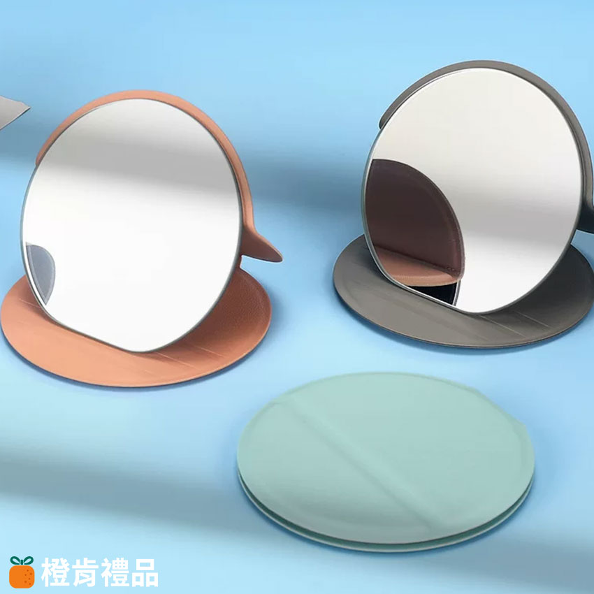 Custom PU Magnetic Folding Round Mirror with Logo (6) PU磁吸摺疊小圓鏡