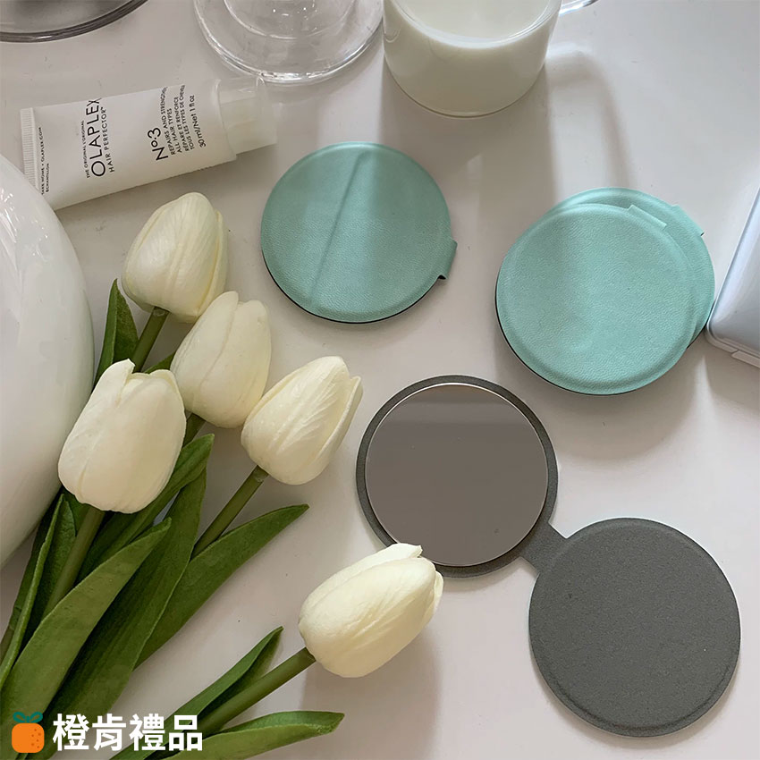 Custom PU Magnetic Folding Round Mirror with Logo (7) PU磁吸摺疊小圓鏡