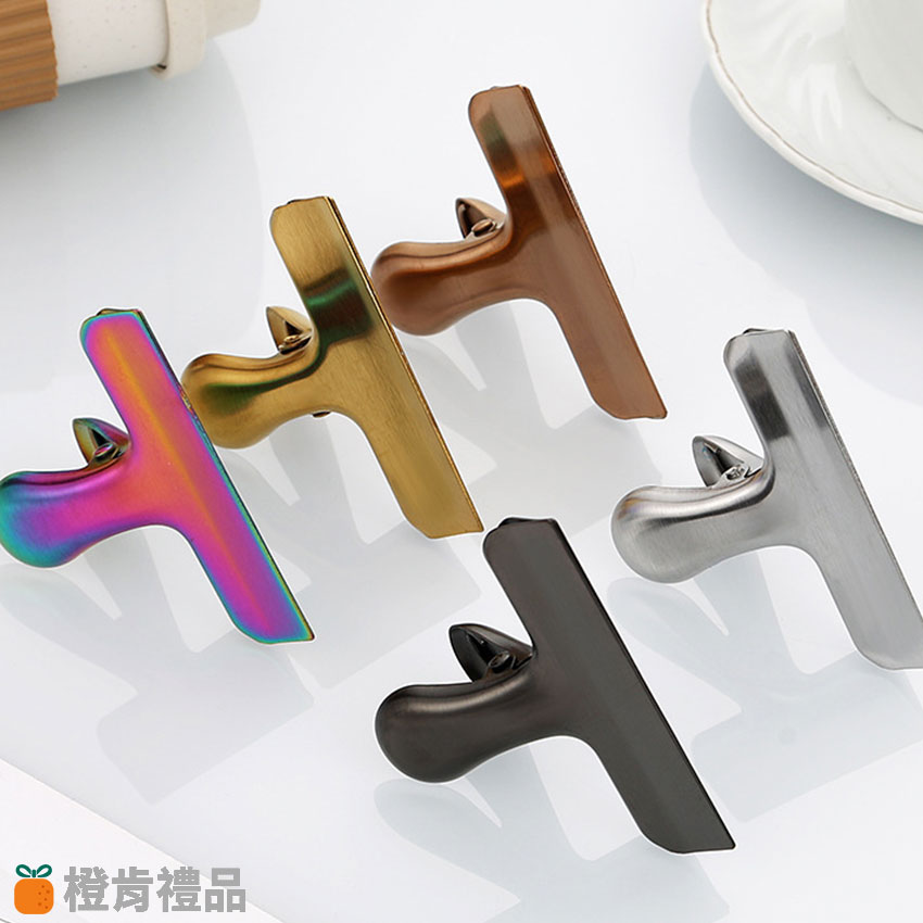 Custom Small Stainless Steel Bag Clip with Laser-Engraved Logo (10) L尺寸不鏽鋼封口夾