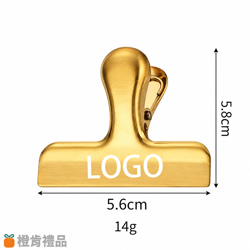 Custom Small Stainless Steel Bag Clip with Laser-Engraved Logo-S S尺寸不鏽鋼封口夾