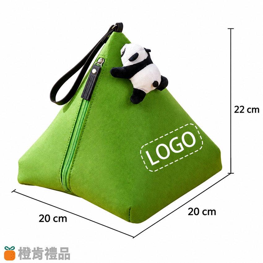 Custom Zongzi-Shaped Felt Pouch with Heat Transfer Logo (1) 粽子造型收納包