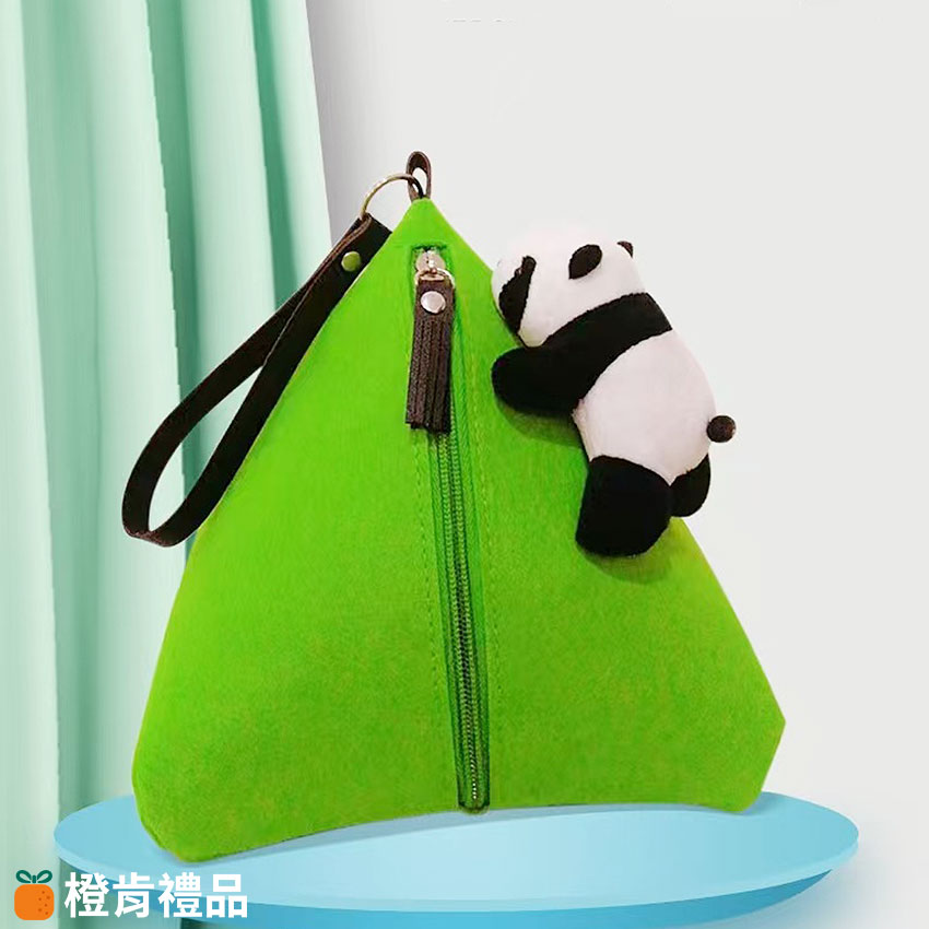 Custom Zongzi-Shaped Felt Pouch with Heat Transfer Logo (5) 粽子造型收納包