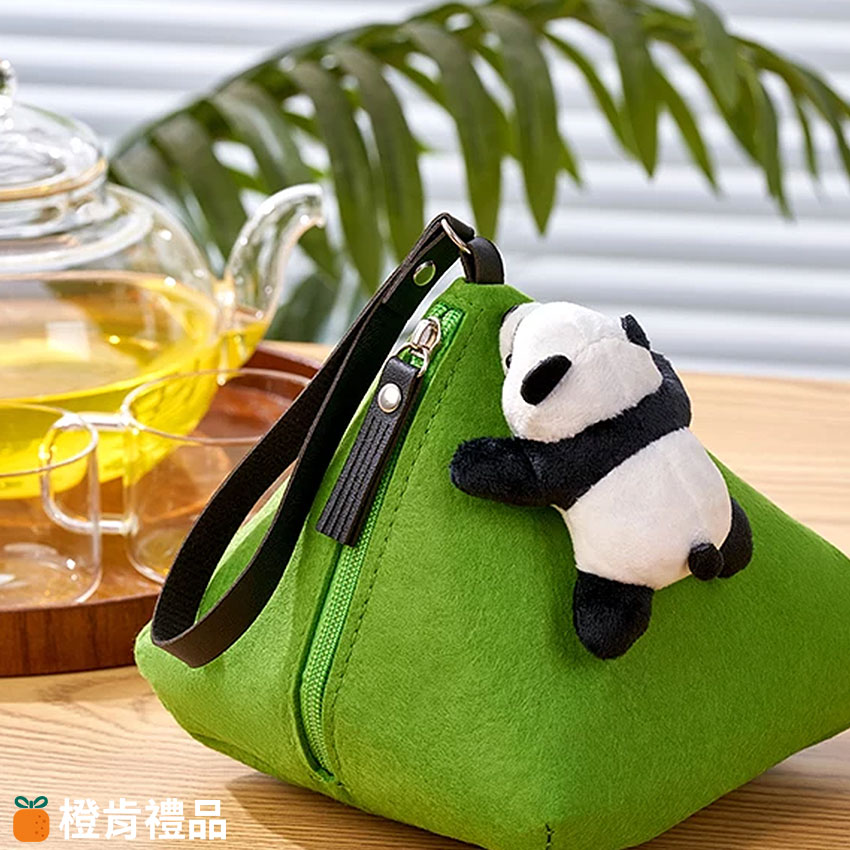 Custom Zongzi-Shaped Felt Pouch with Heat Transfer Logo (7) 粽子造型收納包