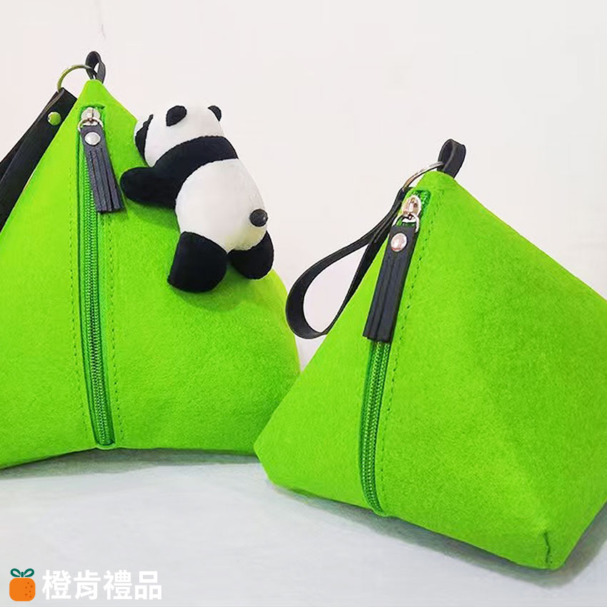 Custom Zongzi-Shaped Felt Pouch with Heat Transfer Logo (9) 粽子造型收納包