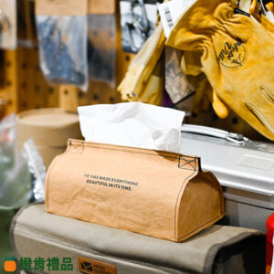 Personalized Tissue Box with Logo (6) 車縫造型水洗牛皮紙衛生紙套